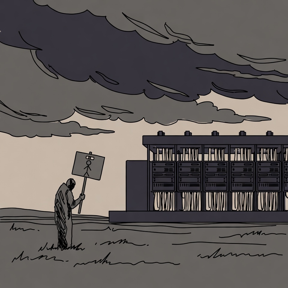 A lonely man protests the future